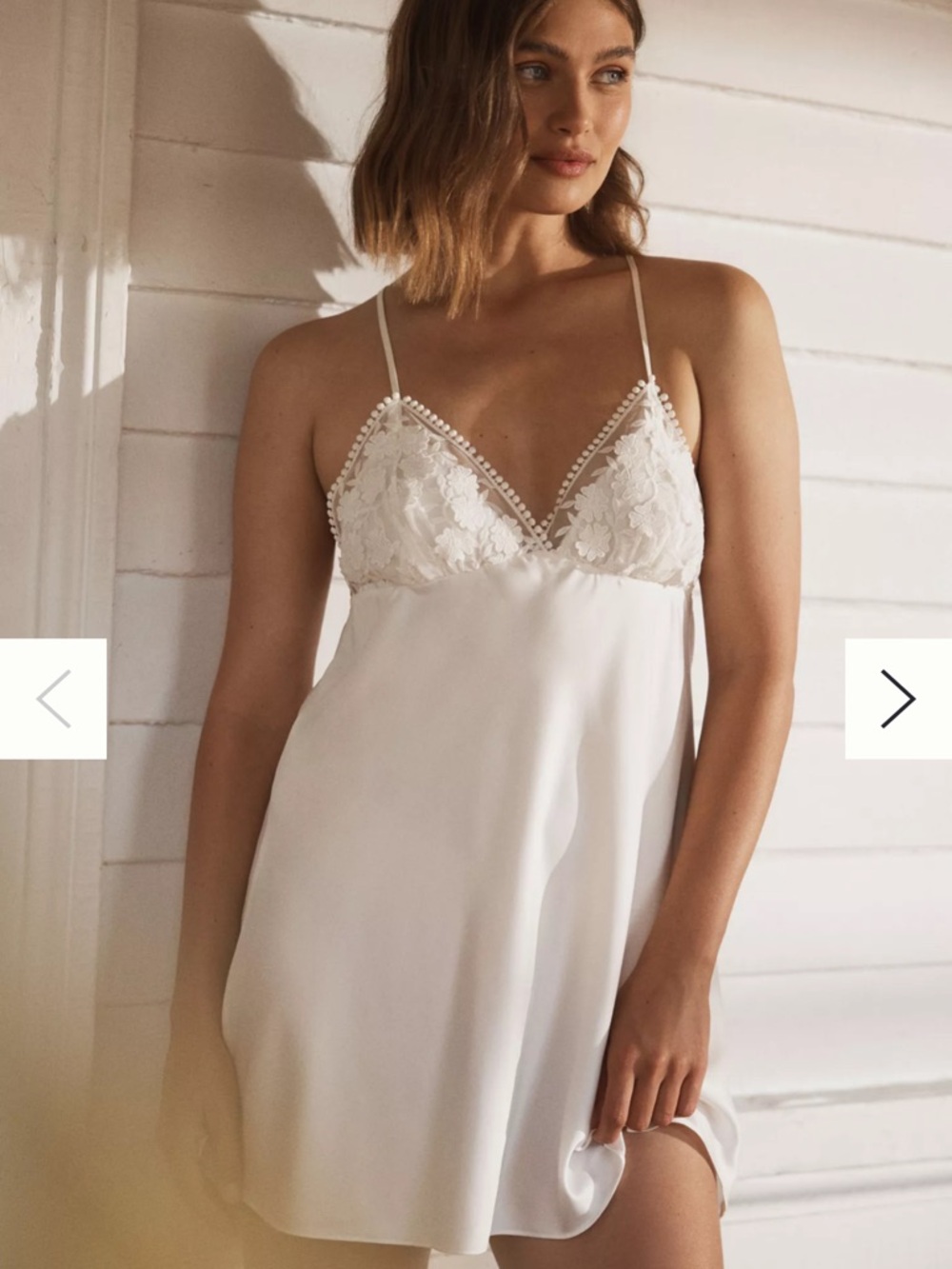 Anthropologie Flora Nikrooz Kylie Lace-Trim Charmeuse Chemise